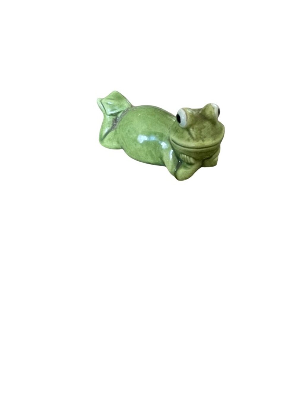 Vintage 1983 Monterey Green Frog Ceramic Figurine Paperweight Collectible